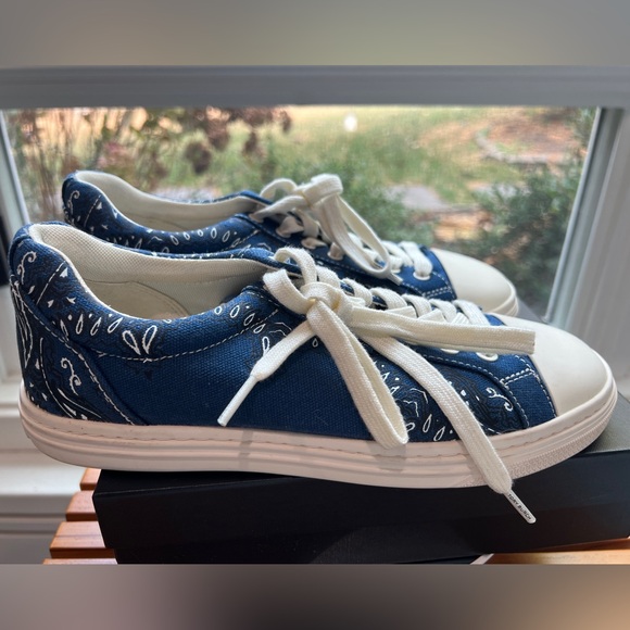 Tory Burch Navy Bandana Canvas Sneakers - Picture 2 of 7